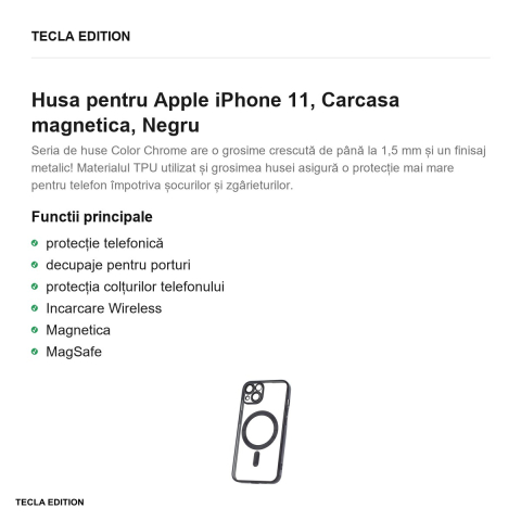 Husa Color Chrome Mag pentru Apple iPhone 11, Carcasa magnetica, Negru [1]