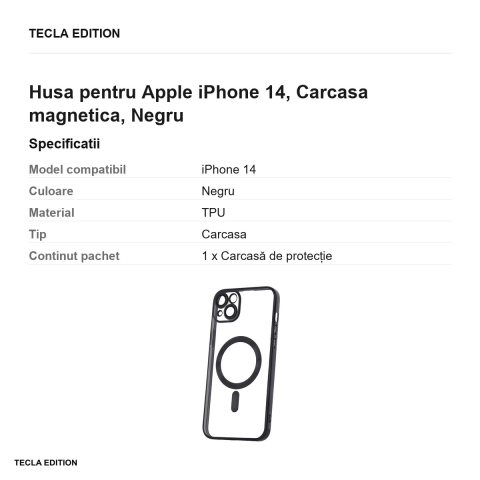 Husa Color Chrome Mag pentru Apple iPhone 14, Carcasa magnetica, Negru [2]