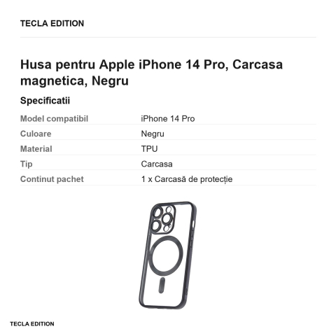 Husa Color Chrome Mag pentru Apple iPhone 14 Pro, Carcasa magnetica, Negru [2]
