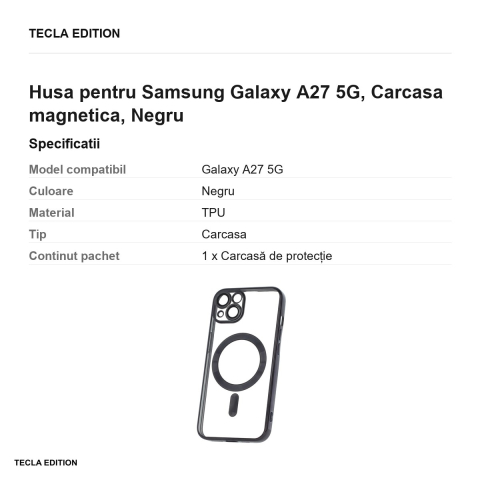 Husa Color Chrome Mag pentru Samsung Galaxy A27 5G, Carcasa magnetica, Negru [2]