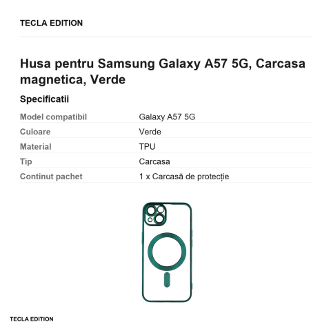 Husa Color Chrome Mag pentru Samsung Galaxy A57 5G, Carcasa magnetica, Verde [2]