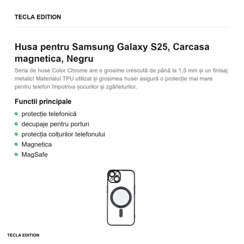 Husa Color Chrome Mag pentru Samsung Galaxy S25, Carcasa magnetica, Negru [1]