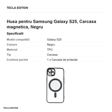 Husa Color Chrome Mag pentru Samsung Galaxy S25, Carcasa magnetica, Negru [2]