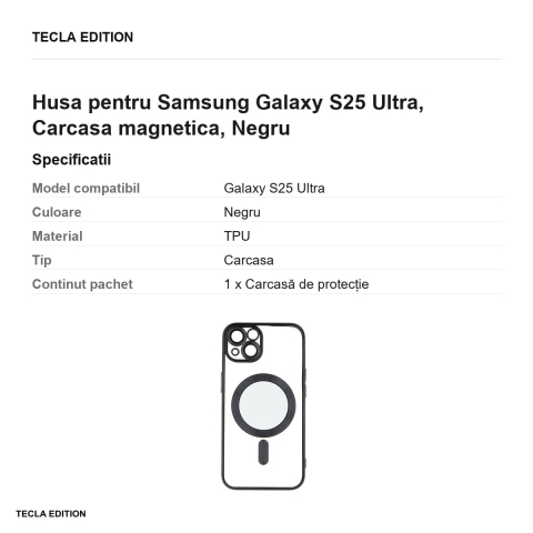 Husa Color Chrome Mag pentru Samsung Galaxy S25 Ultra, Carcasa magnetica, Negru [2]