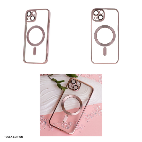 Husa Color Chrome Mag rose pentru Apple iPhone 14, Carcasa magnetica, Roz [3]