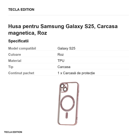 Husa Color Chrome Mag rose pentru Samsung Galaxy S25, Carcasa magnetica, Roz [2]