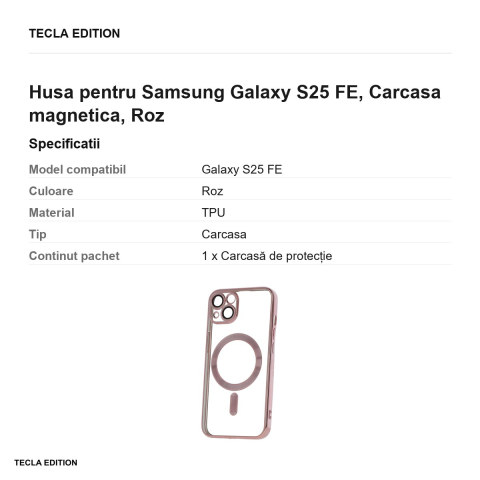 Husa Color Chrome Mag rose pentru Samsung Galaxy S25 FE, Carcasa magnetica, Roz [2]