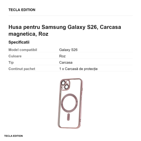 Husa Color Chrome Mag rose pentru Samsung Galaxy S26, Carcasa magnetica, Rose Gold Metallic [2]