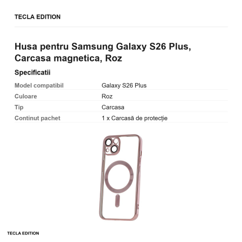 Husa Color Chrome Mag rose pentru Samsung Galaxy S26 Plus, Carcasa magnetica, Rose Gold Metallic [2]