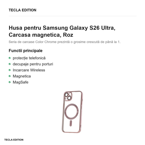 Husa Color Chrome Mag rose pentru Samsung Galaxy S26 Ultra, Carcasa magnetica, Rose Gold Metallic [1]