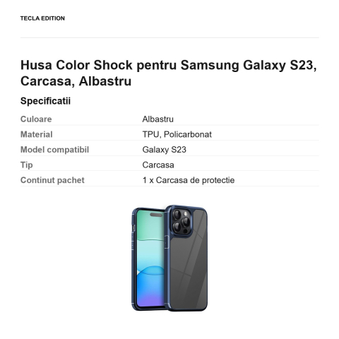 Husa Color Shock pentru Samsung Galaxy S23, Carcasa, Albastru [2]