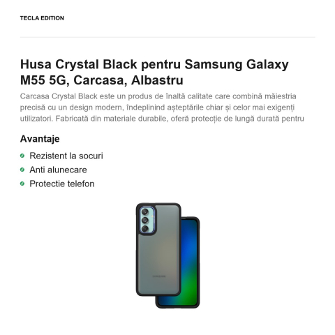 Husa Crystal Black pentru Samsung Galaxy M55 5G, Carcasa, Albastru [1]