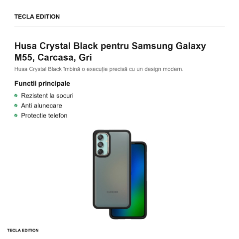Husa Crystal Black pentru Samsung Galaxy M55, Carcasa, Gri [1]