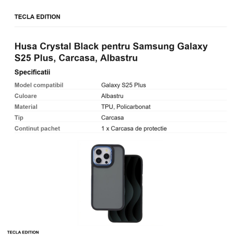 Husa Crystal Black pentru Samsung Galaxy S25 Plus, Carcasa, Albastru [2]
