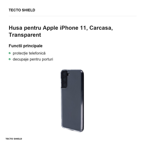Husa Crystal Clear pentru Apple iPhone 11, Carcasa, Transparent [1]