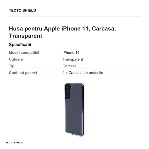 Husa Crystal Clear pentru Apple iPhone 11, Carcasa, Transparent [2]