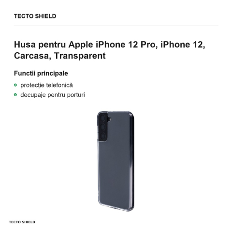 Husa Crystal Clear pentru Apple iPhone 12 Pro, iPhone 12, Carcasa, Transparent [1]