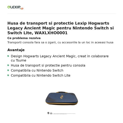 Husa de transport si protectie Lexip Hogwarts Legacy Ancient Magic pentru Nintendo Switch si Switch Lite, WAXLXHO0001 [1]