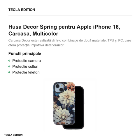 Husa Decor Spring pentru Apple iPhone 16, Carcasa, Multicolor [1]