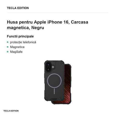 Husa Defender 2in1 Mag pentru Apple iPhone 16, Carcasa magnetica, Negru [1]