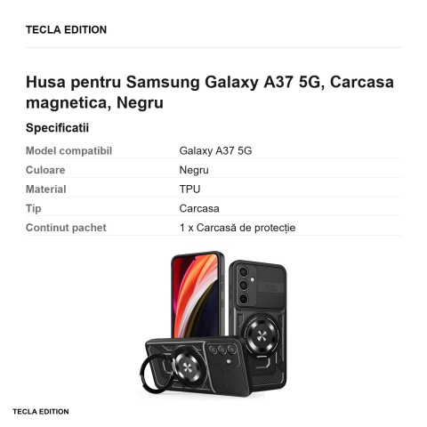 Husa Defender Armor Mag pentru Samsung Galaxy A37 5G, Carcasa magnetica, Negru [2]