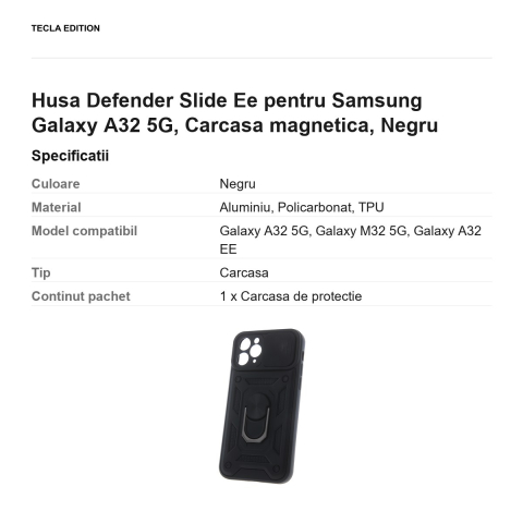 Husa Defender Slide Ee pentru Samsung Galaxy A32 5G, Carcasa magnetica, Negru [2]