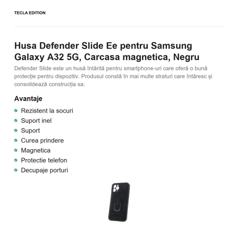 Husa Defender Slide Ee pentru Samsung Galaxy A32 5G, Carcasa magnetica, Negru [1]