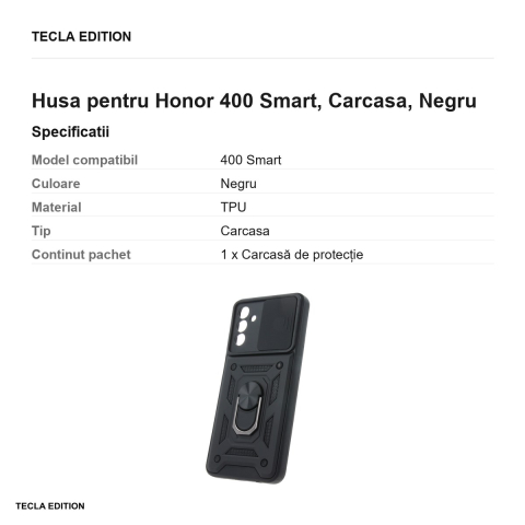 Husa Defender Slide pentru Honor 400 Smart, Carcasa, Negru [2]