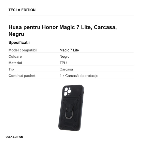 Husa Defender Slide pentru Honor Magic 7 Lite, Carcasa, Negru [2]