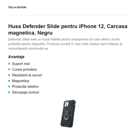 Husa Defender Slide pentru iPhone 12, Carcasa magnetica, Negru [1]