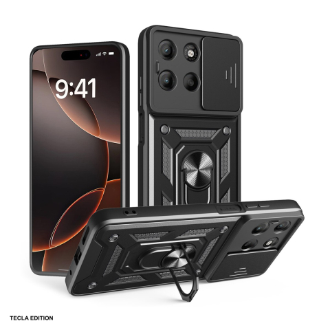 Husa Defender Slide pentru Motorola Moto G15, Carcasa magnetica, Negru [0]