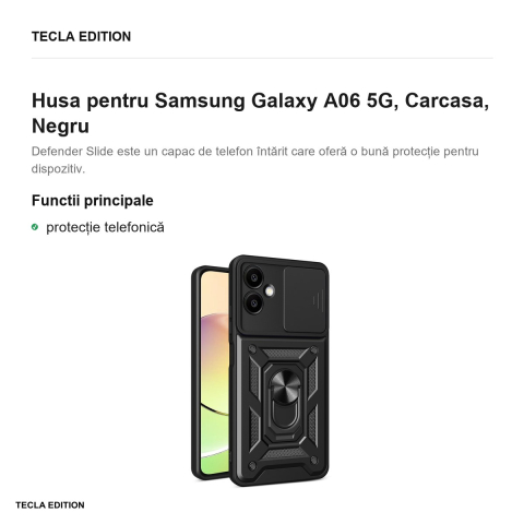 Husa Defender Slide pentru Samsung Galaxy A06 5G, Carcasa, Negru [1]