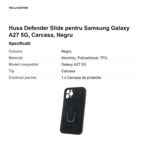 Husa Defender Slide pentru Samsung Galaxy A27 5G, Carcasa, Negru [2]