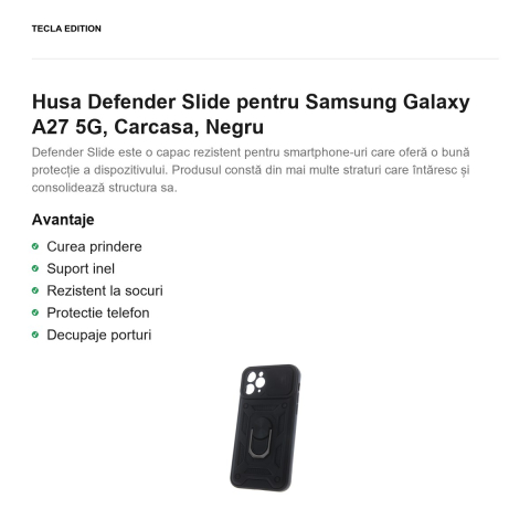 Husa Defender Slide pentru Samsung Galaxy A27 5G, Carcasa, Negru [1]