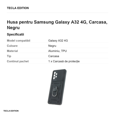 Husa Defender Slide pentru Samsung Galaxy A32 4G, Carcasa magnetica, Negru [2]