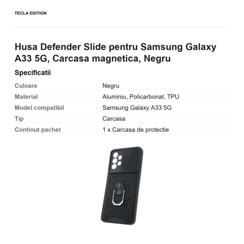 Husa Defender Slide pentru Samsung Galaxy A33 5G, Carcasa magnetica, Negru [2]