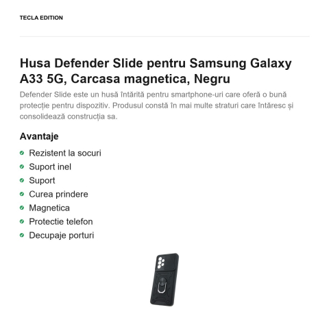 Husa Defender Slide pentru Samsung Galaxy A33 5G, Carcasa magnetica, Negru [1]