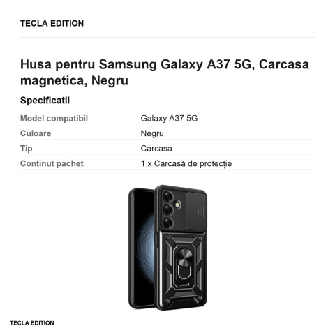 Husa Defender Slide pentru Samsung Galaxy A37 5G, Carcasa magnetica, Negru [2]