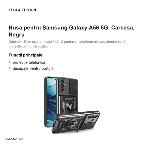 Husa Defender Slide pentru Samsung Galaxy A56 5G, Carcasa, Negru [1]