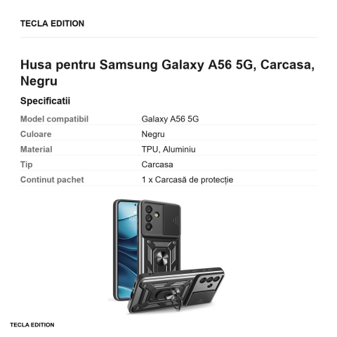 Husa Defender Slide pentru Samsung Galaxy A56 5G, Carcasa, Negru [2]