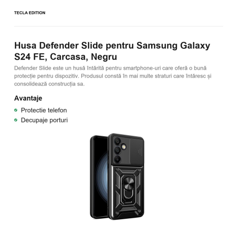 Husa Defender Slide pentru Samsung Galaxy S24 FE, Carcasa, Negru [1]
