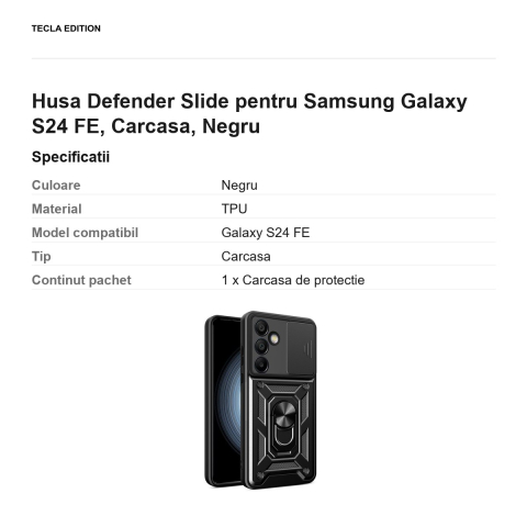Husa Defender Slide pentru Samsung Galaxy S24 FE, Carcasa, Negru [2]