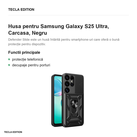 Husa Defender Slide pentru Samsung Galaxy S25 Ultra, Carcasa, Negru [1]