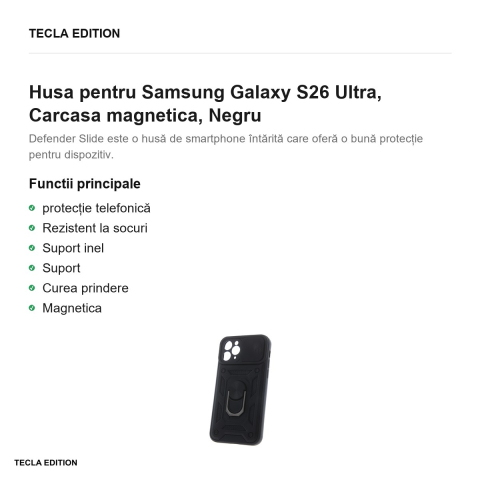 Husa Defender Slide pentru Samsung Galaxy S26 Ultra, Carcasa magnetica, Negru [1]