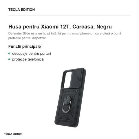 Husa Defender Slide pentru Xiaomi 12T, Carcasa magnetica, Negru [1]