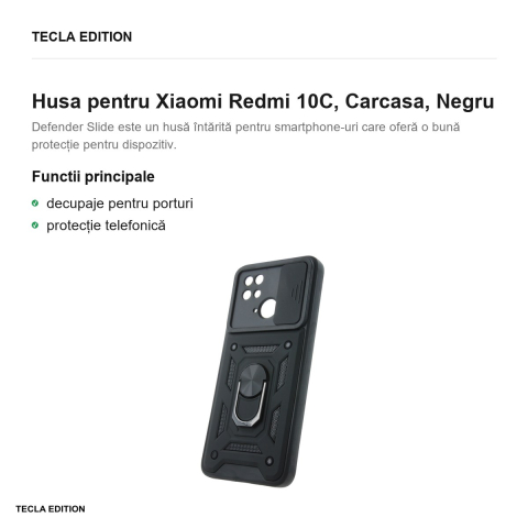 Husa Defender Slide pentru Xiaomi Redmi 10C, Carcasa magnetica, Negru [1]