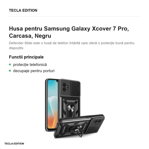 Husa Defender Slide Xcover pentru Samsung Galaxy Xcover 7 Pro, Carcasa, Negru [1]