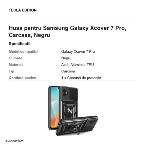 Husa Defender Slide Xcover pentru Samsung Galaxy Xcover 7 Pro, Carcasa, Negru [2]