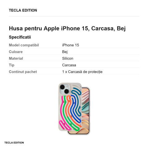 Husa DIY Snake pentru Apple iPhone 15, Carcasa, Bej [2]