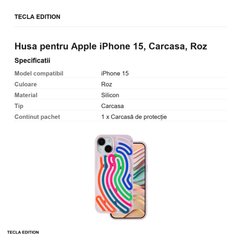 Husa DIY Snake pentru Apple iPhone 15, Carcasa, Roz [2]